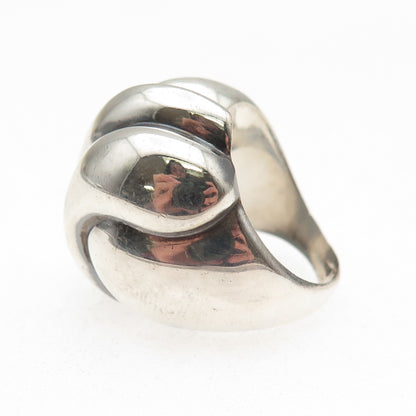 925 Sterling Silver Vintage Modernist Dome Oxidized Ring Size 6