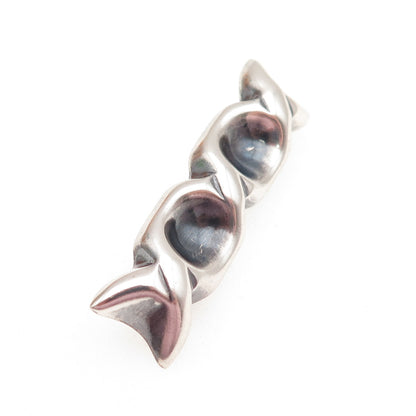 925 Sterling Silver Vintage Mexico Modernist Oxidized Pin Brooch