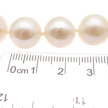 LUCAS LAMETH 925 Sterling Silver Vintage Real Pearl Beaded Necklace 24"