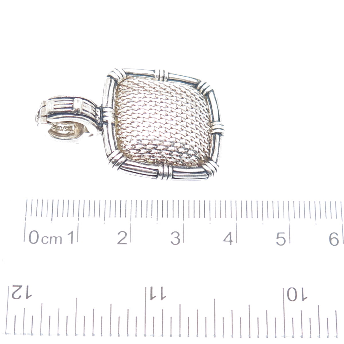 ESPO SIG Joseph Esposito 925 Sterling Silver Vintage Mesh Dome Oxidized Pendant