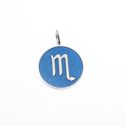 925 Sterling Silver Blue Enamel Scorpio Zodiac Sign Minimalist Charm Pendant