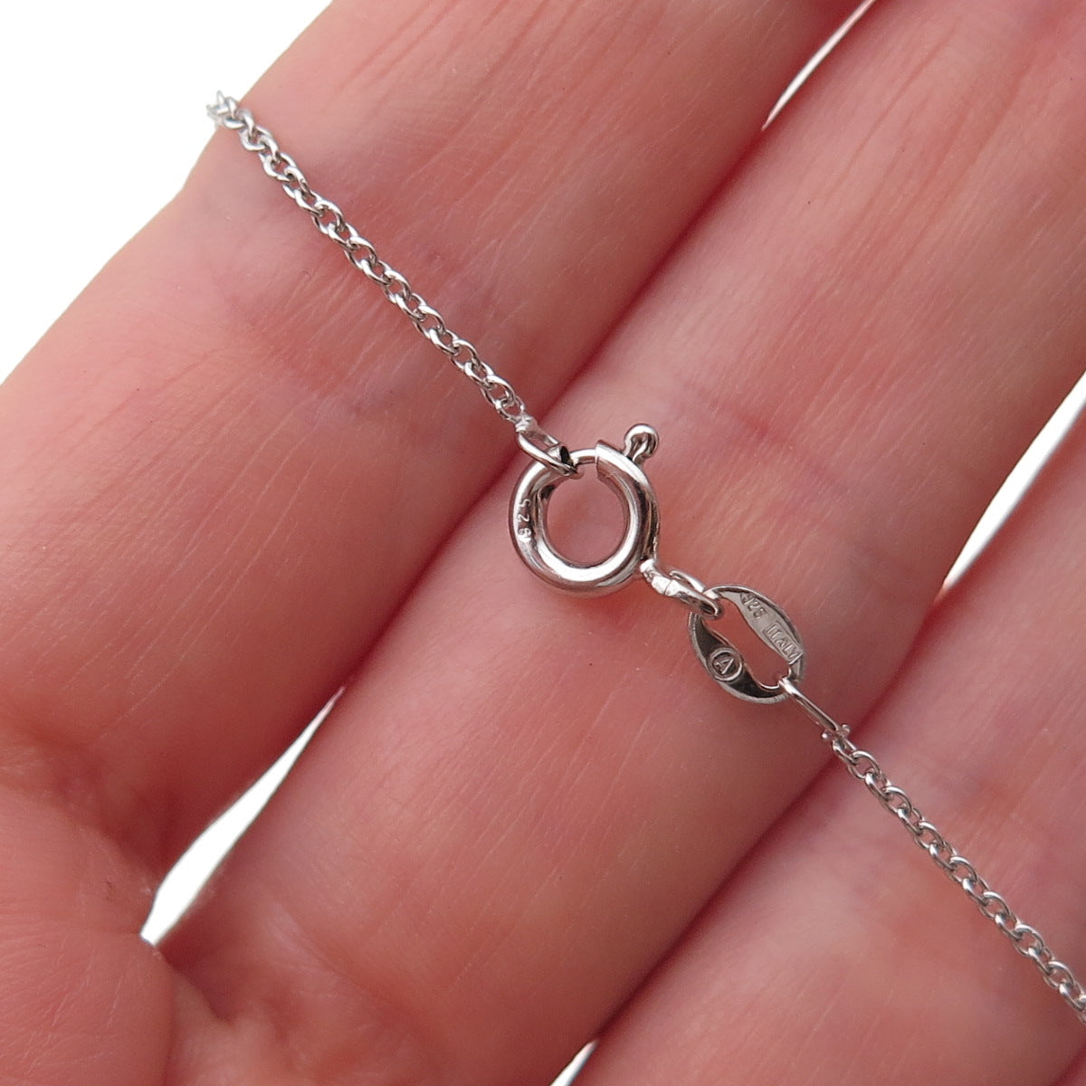 Joseph Schmid 925 Sterling Silver Real Green Diamond Cable Chain Necklace 18"