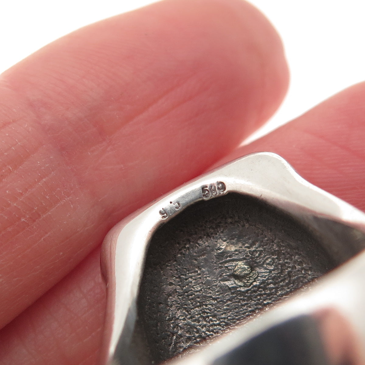 925 Sterling Silver 14K Gold Vintage Modernist Ribbed Ring Size 6.5