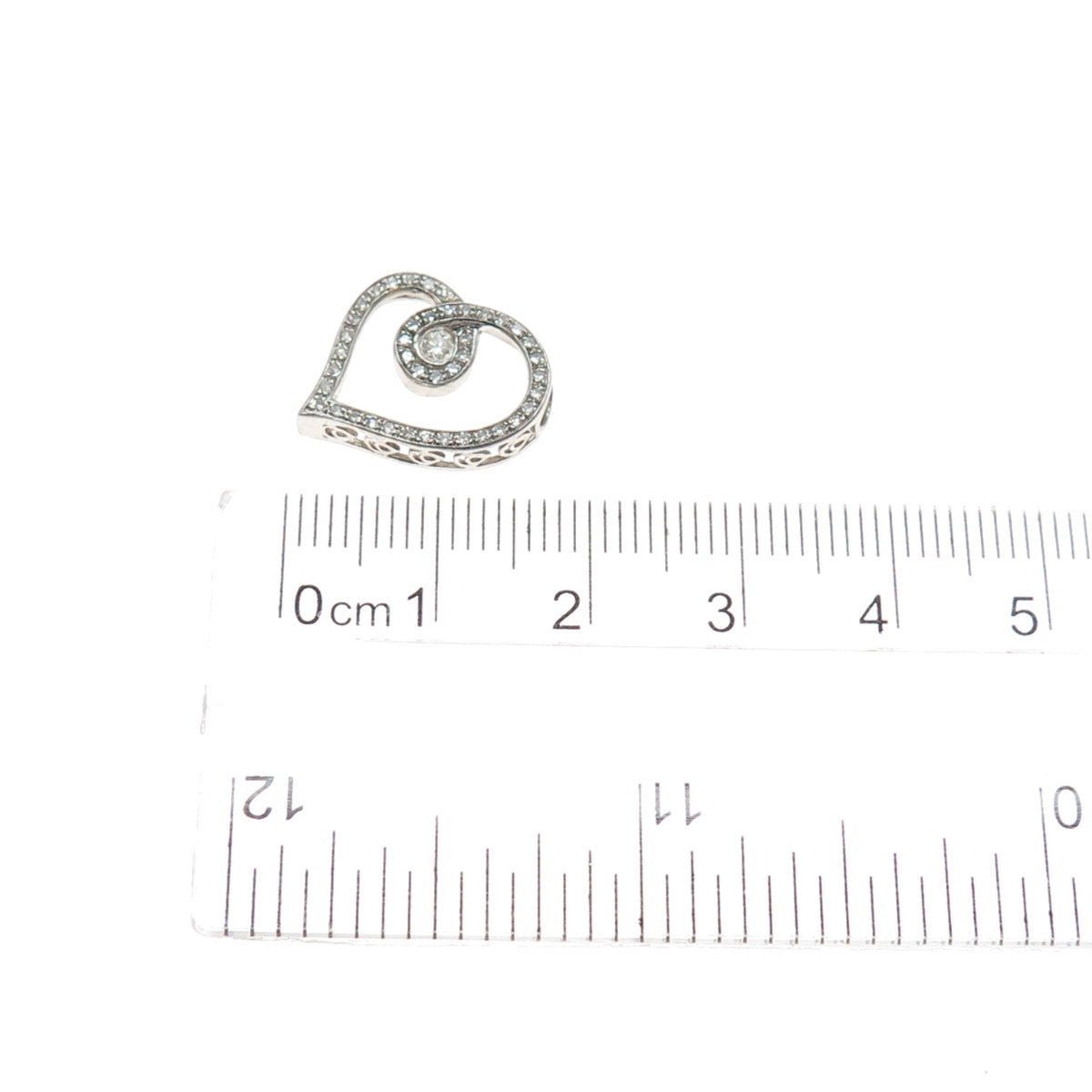 925 Sterling Silver Real Round-Cut Diamond Heart Minimalist Slide Pendant