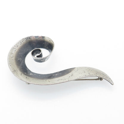 ORB Otto R. Bade 925 Sterling Silver Vintage Modernist Flame Oxidized Pin Brooch