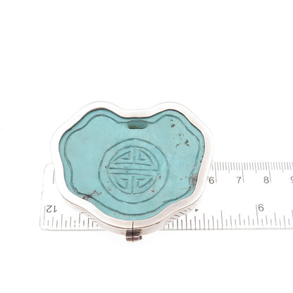 SIERRA 925 Sterling Vintage Mexico Turquoise Chinese Longevity Slide Pin Pendant