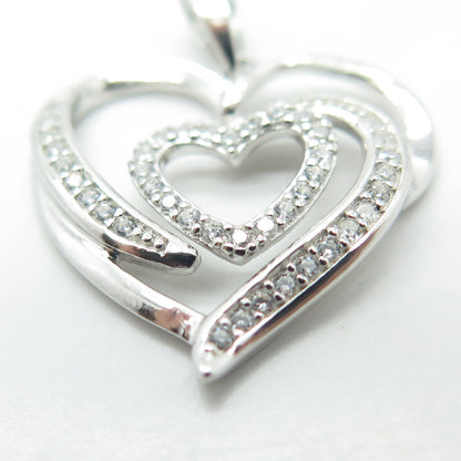 925 Sterling Silver Round-Cut C Z Sparkling Heart Pendant