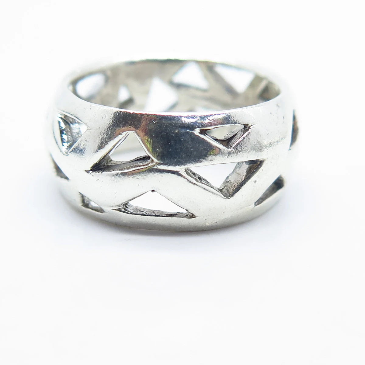 925 Sterling Silver Vintage Geometric Band Ring Size 6.75