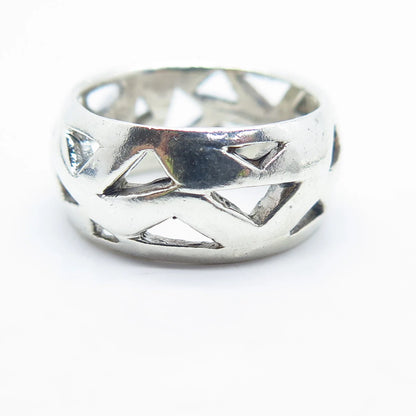 925 Sterling Silver Vintage Geometric Band Ring Size 6.75