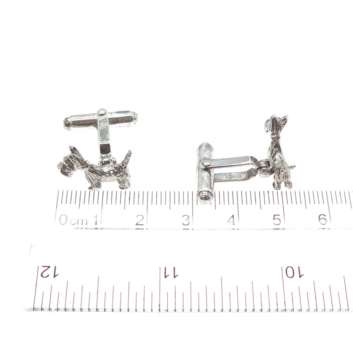925 Sterling Silver Vintage Scottish Terrier Oxidized Cufflinks