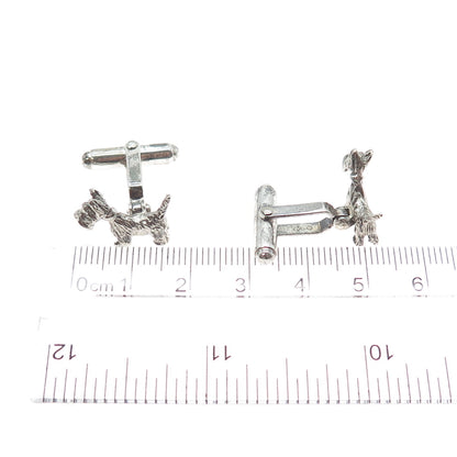 925 Sterling Silver Vintage Scottish Terrier Oxidized Cufflinks