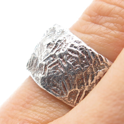BRIM BITER 925 Sterling Silver Vintage Modernist Oxidized Band Ring Size 6
