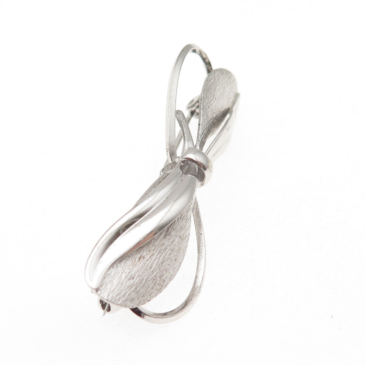 CARL ART 925 Sterling Silver Vintage Modernist Floral Bow Pin Brooch