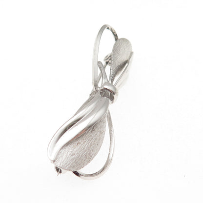 CARL ART 925 Sterling Silver Vintage Modernist Floral Bow Pin Brooch