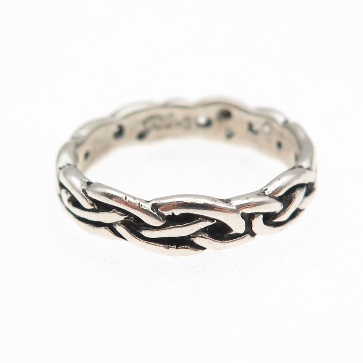 925 Sterling Silver Vintage Celtic Knot Braided Oxidized Band Ring Size 7.5