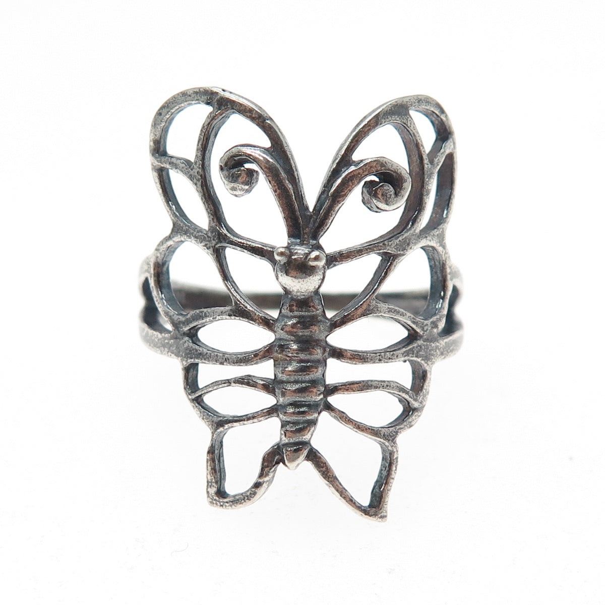 925 Sterling Silver Vintage Butterfly Oxidized Ring Size 9.25