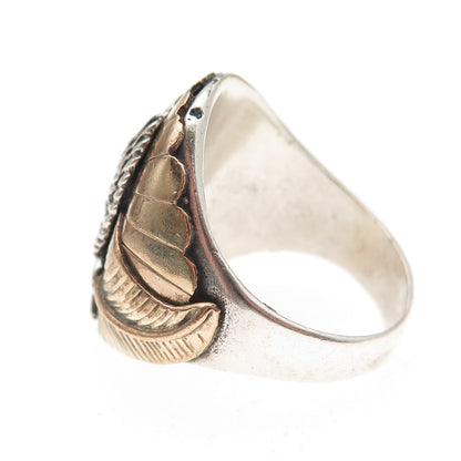 Old Pawn 925 Sterling Silver 2-Tone Vintage Southwestern Eagle Ring Size 11