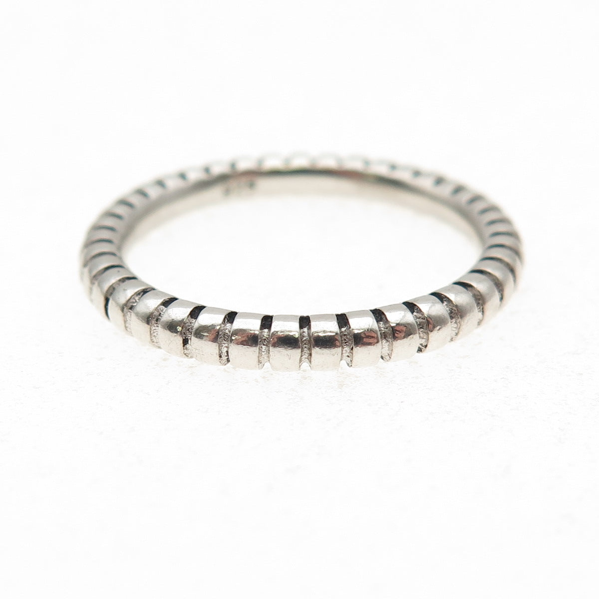 925 Sterling Silver Vintage Stackable Ribbed Band Ring Size 8