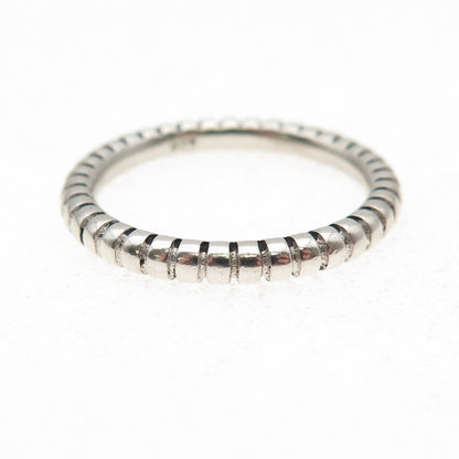 925 Sterling Silver Vintage Stackable Ribbed Band Ring Size 8