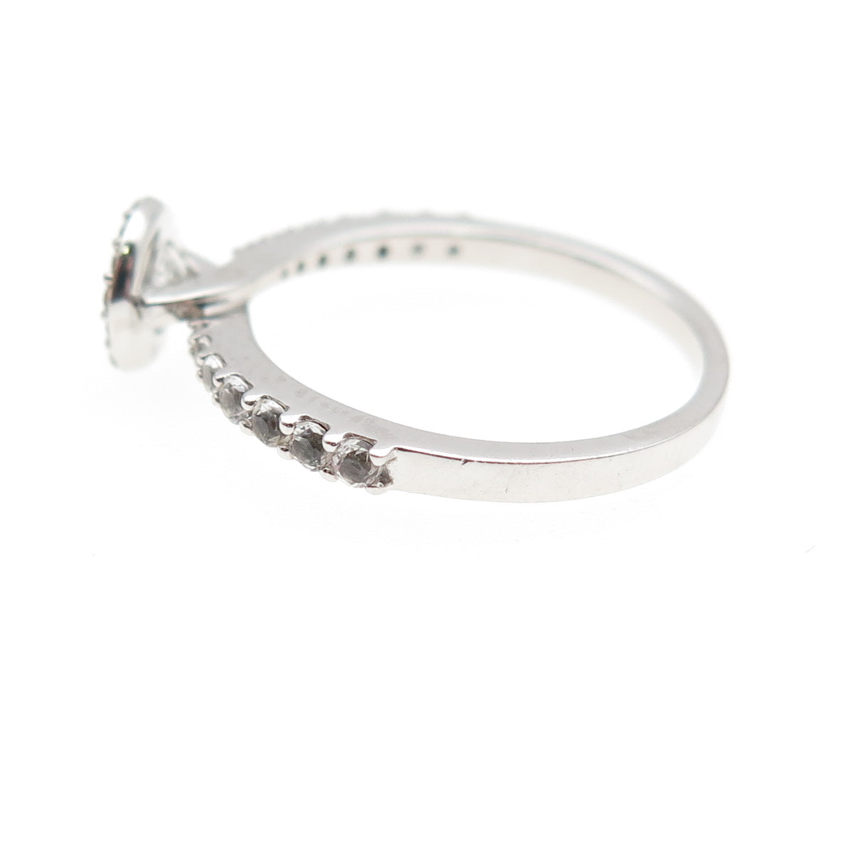 925 Sterling Silver Real Round-Cut White Topaz Engagement Ring Size 6.5