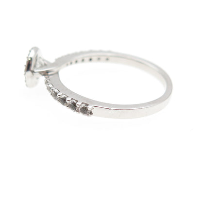 925 Sterling Silver Real Round-Cut White Topaz Engagement Ring Size 6.5