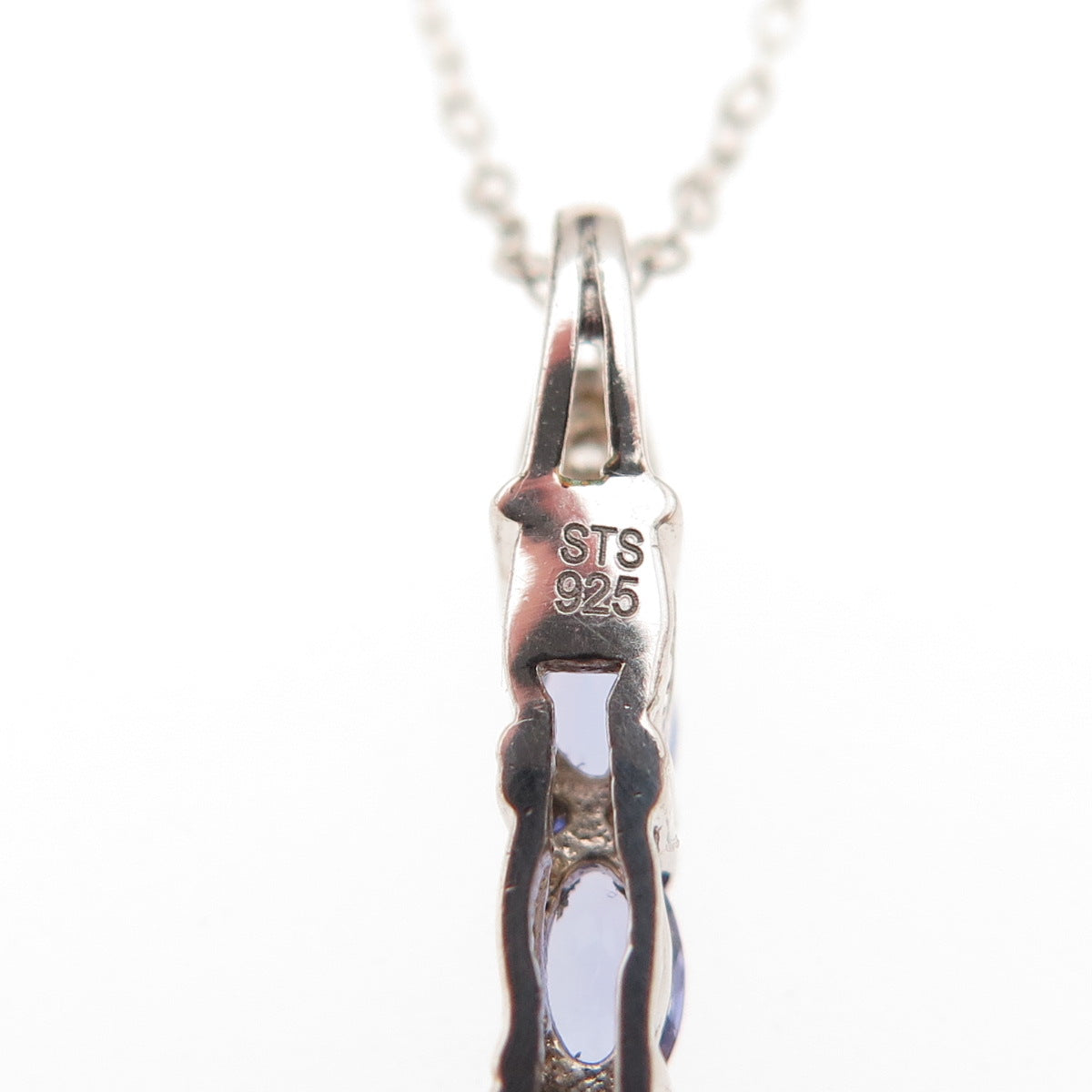 Chuck Clemency 925 Sterling Real Tanzanite White Topaz Cable Chain Necklace 20"