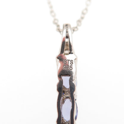 Chuck Clemency 925 Sterling Real Tanzanite White Topaz Cable Chain Necklace 20"