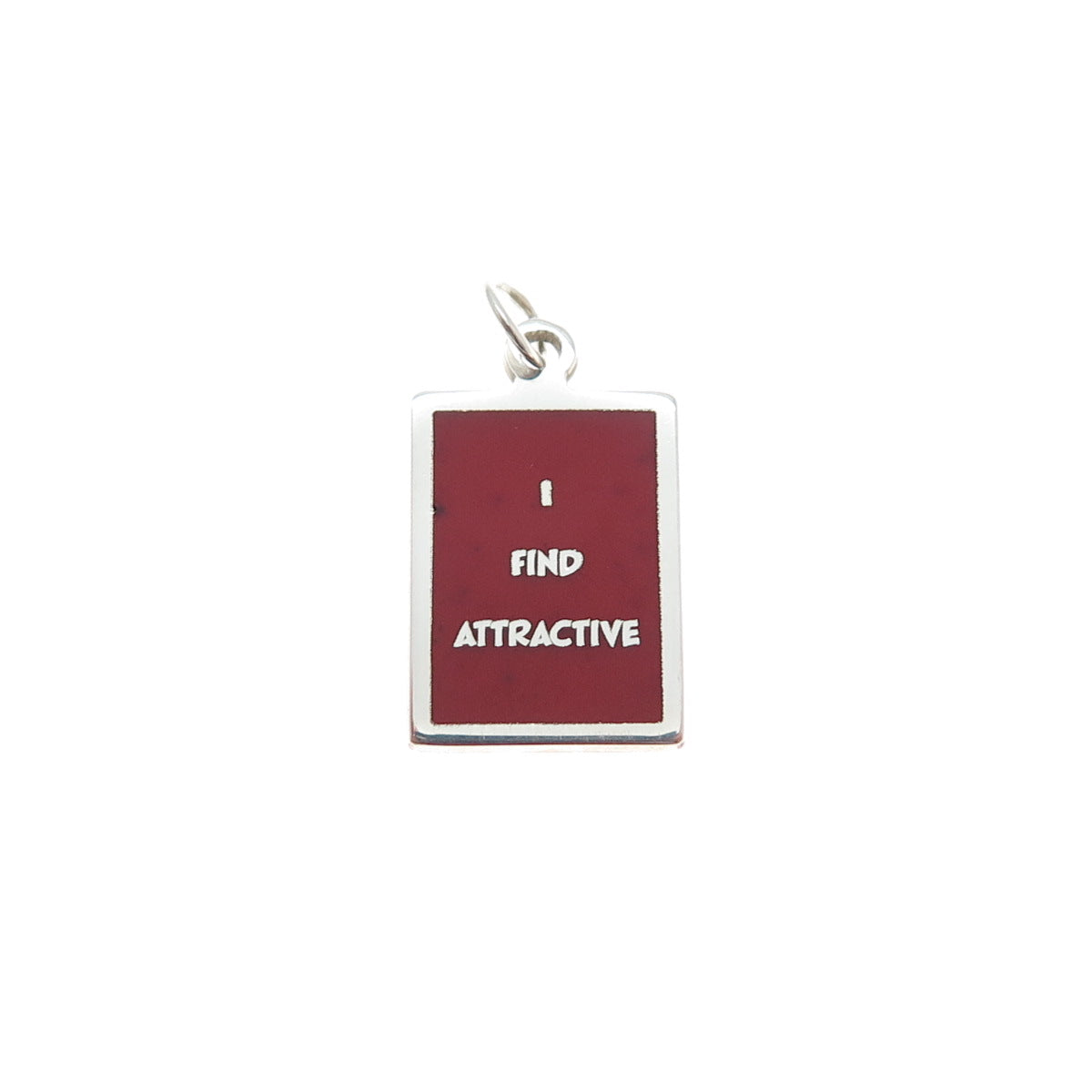 925 Sterling Silver Red Enamel I Find Attractive Minimalist Charm Pendant