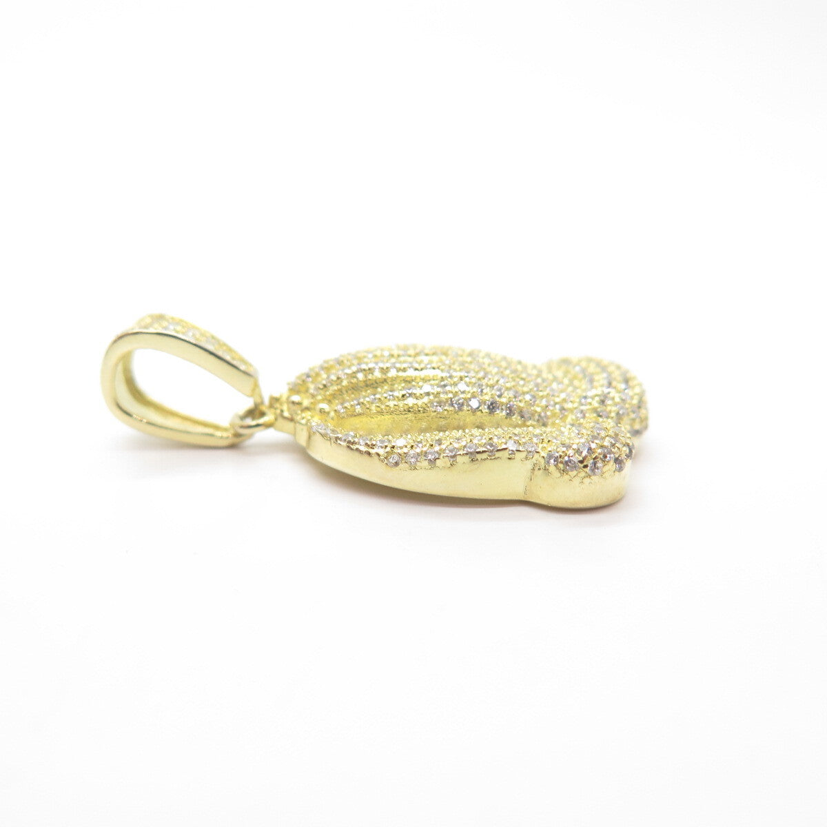 925 Sterling Silver Gold Plated C Z Hands In Prayer Pendant