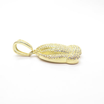 925 Sterling Silver Gold Plated C Z Hands In Prayer Pendant
