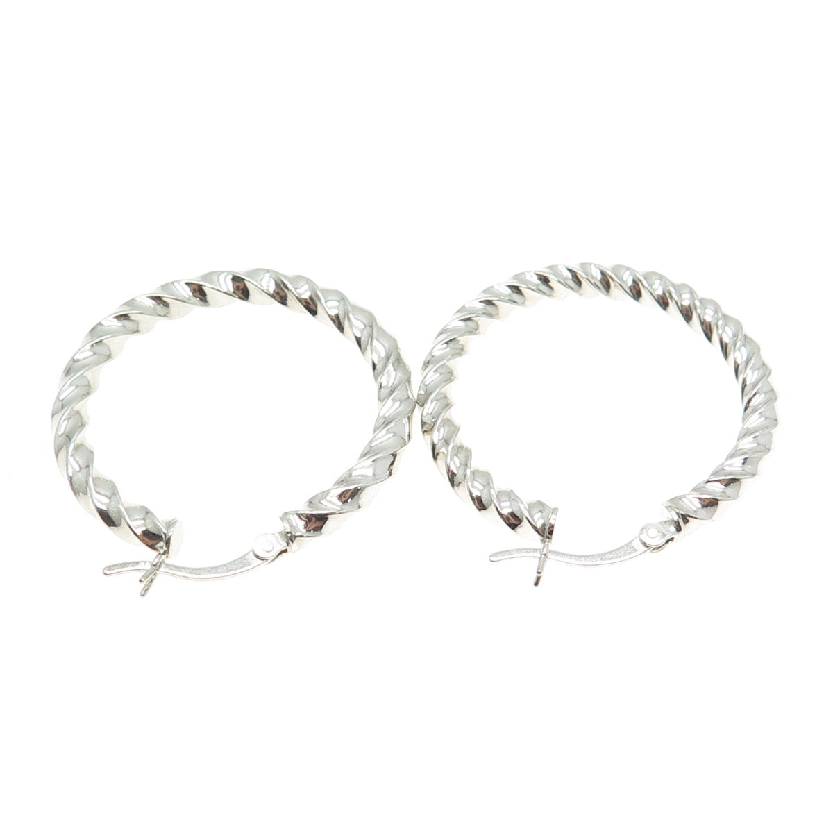 925 Sterling Silver Twisted Hinged Hoop Earrings