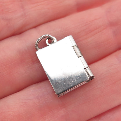 Danecraft 925 Sterling Antique Art Deco Cross Prayer Locket Mini Charm Pendant