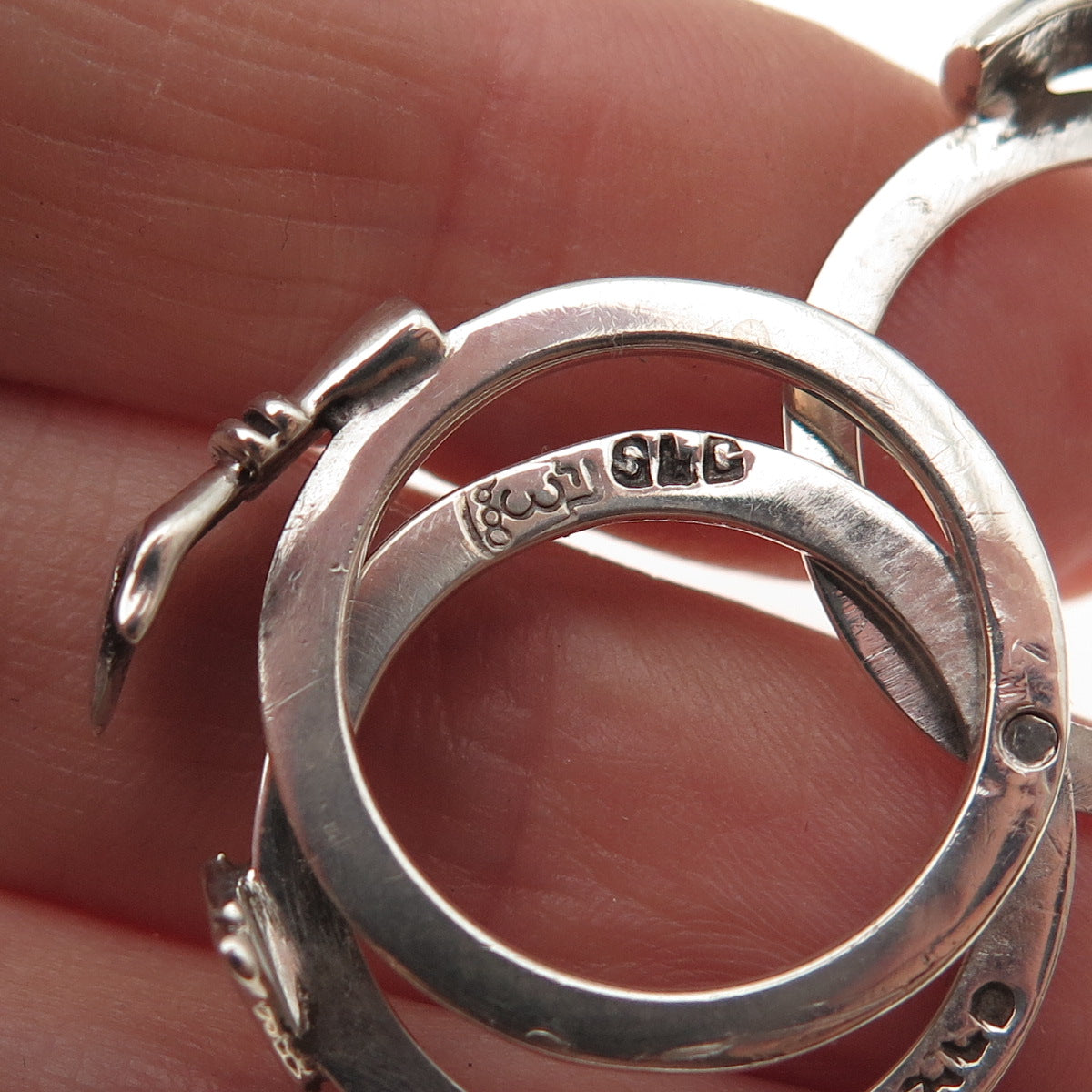 925 Sterling Silver Vintage Mexico Irish Claddagh Oxidized Folding Ring Size 6