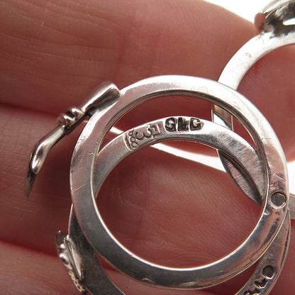 925 Sterling Silver Vintage Mexico Irish Claddagh Oxidized Folding Ring Size 6