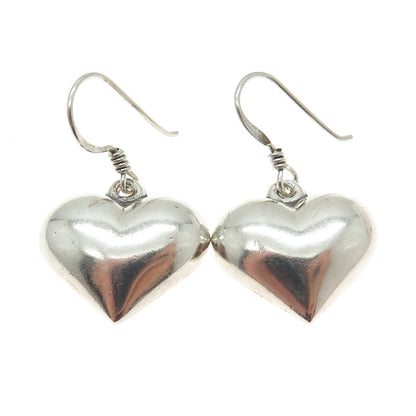 925 Sterling Silver Vintage Heart Dangling Earrings