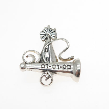 925 Sterling Silver Vintage 01 01 00 Mark Of The Millennium Pin Brooch