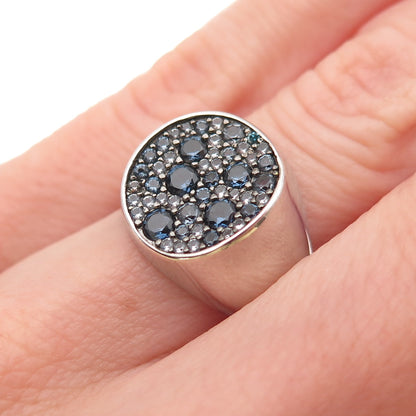 925 Sterling Silver Real Round-Cut Iolite Cluster Ring Size 6