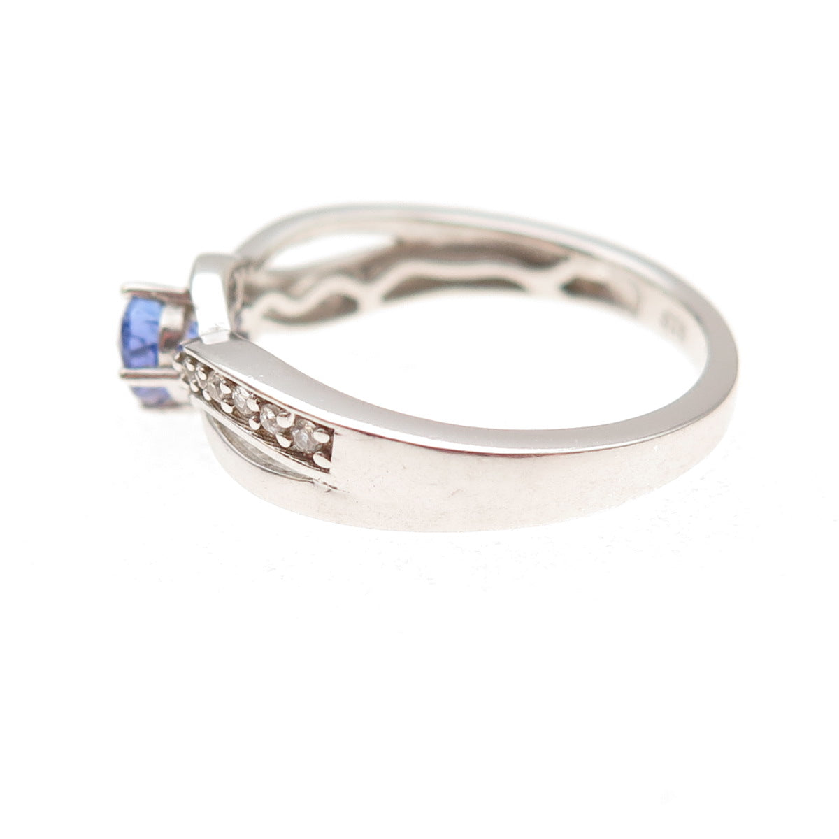 Chuck Clemency 925 Sterling Silver Real Tanzanite & White Topaz Ring Size 8.25