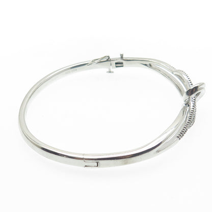 SUN Sterling Silver Real Round Tapered Baguette-Cut Diamond Bangle Bracelet 7.5"