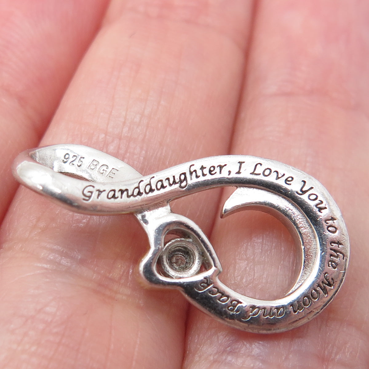 BGE BRADFORD Sterling Silver 2-Tone Real Diamond Granddaughter Infinity Pendant