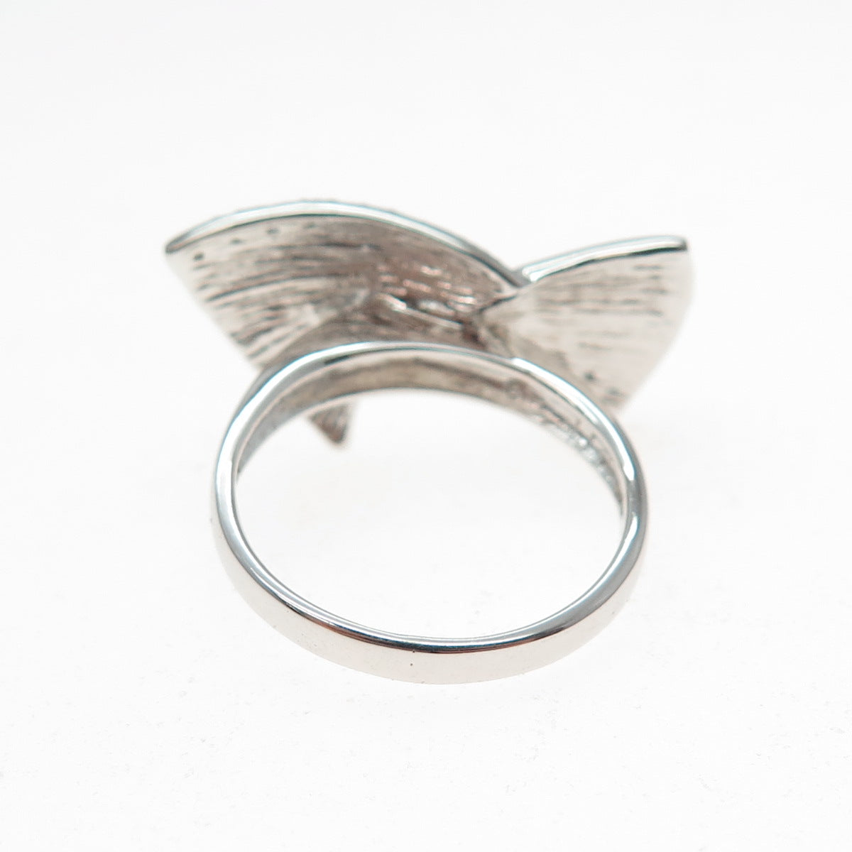 925 Sterling Silver Round-Cut C Z Modernist Wings Ring Size 8