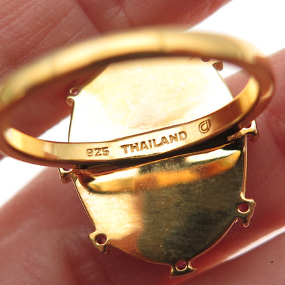 DASAN 925 Sterling Silver Gold Plated Real Opal Inlay & Amethyst Ring Size 9