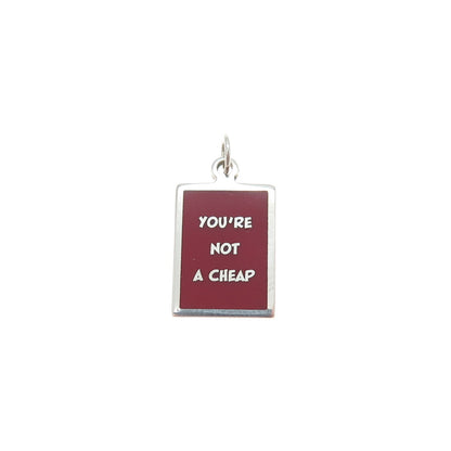 925 Sterling Silver Red Enamel You're Not A Cheap Minimalist Charm Pendant