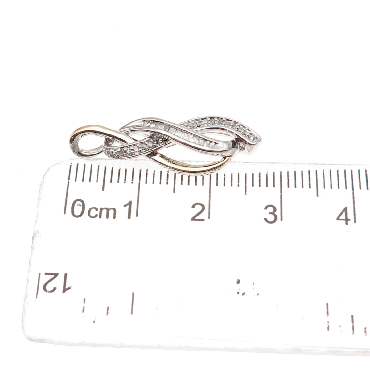 Sun 925 Sterling Silver 14K Gold Real Diamond Infinity Charm Pendant