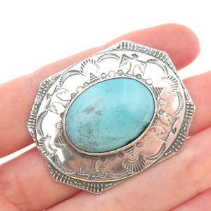 Old Pawn Sterling Silver Vintage Southwestern Turquoise Thunderbird Pin Brooch