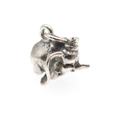 925 Sterling Silver Vintage Dumbo Elephant Oxidized 3D Mini Charm Pendant