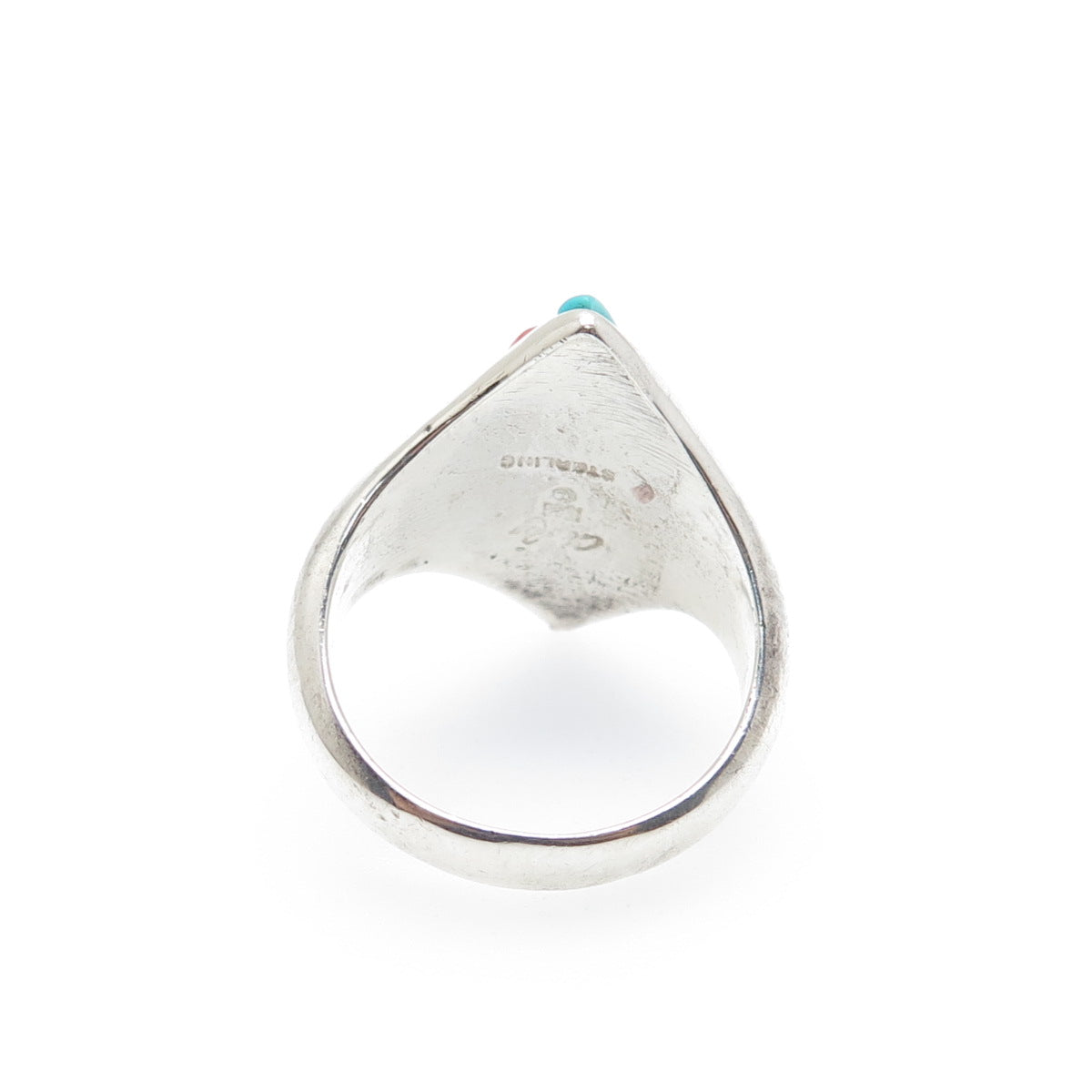 CHIMNEY BUTTE Old Pawn Sterling Turquoise Coral Onyx MOP Sugilite Ring Size 7.25
