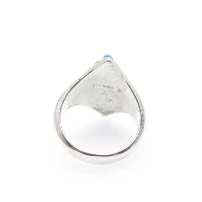 CHIMNEY BUTTE Old Pawn Sterling Turquoise Coral Onyx MOP Sugilite Ring Size 7.25