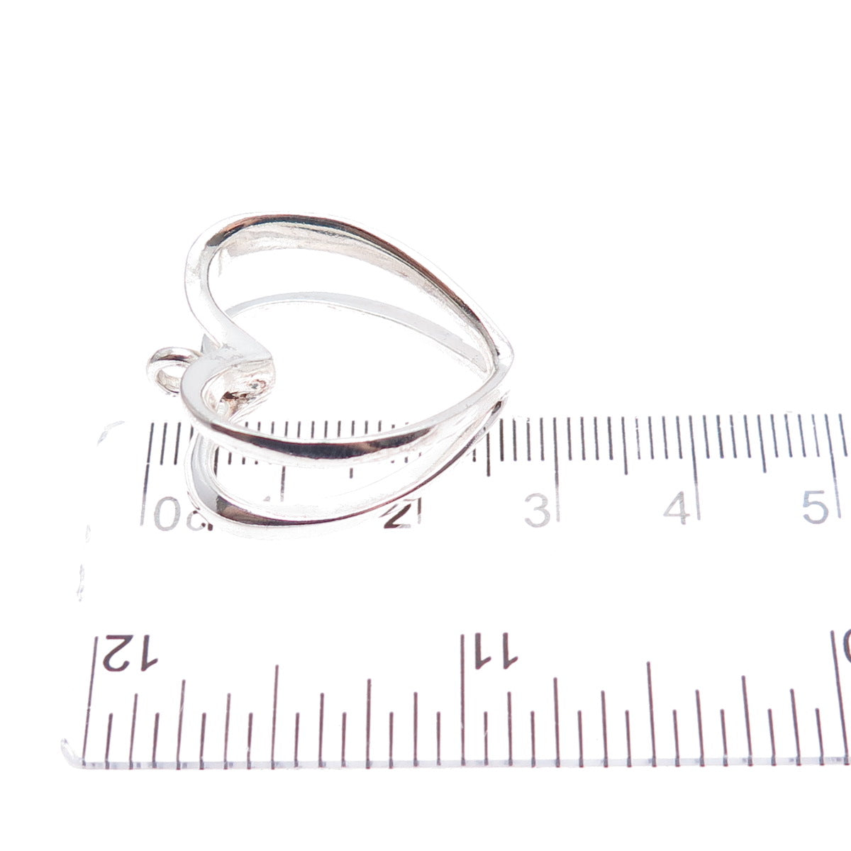 925 Sterling Silver Vintage Modernist Double Heart Charm Pendant
