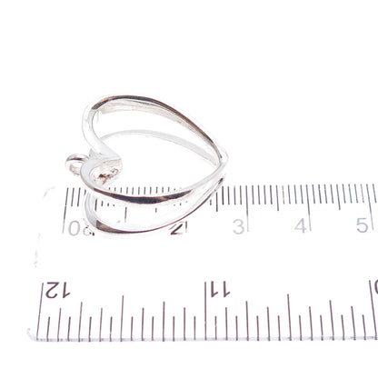 925 Sterling Silver Vintage Modernist Double Heart Charm Pendant